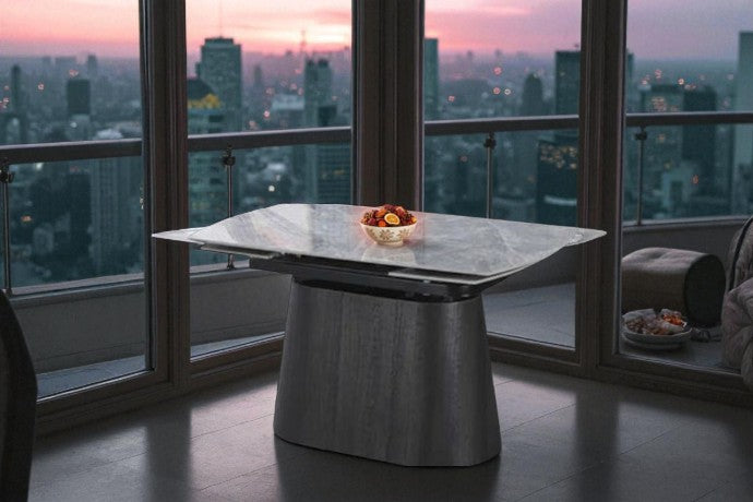 BELLUNO TWIST WOOD DINING TABLE GREY