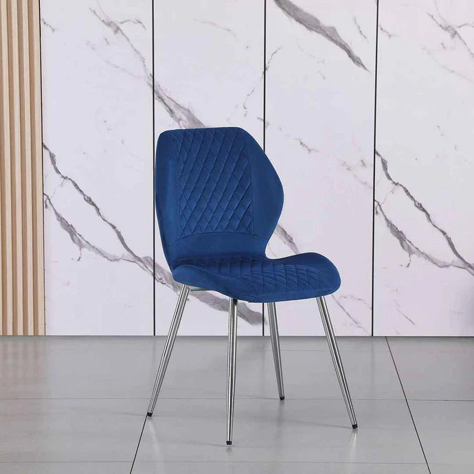 BRENT LIGHT BLUE/ DARK BLUE SILVER/GOLD LEGS DINING CHAIRS