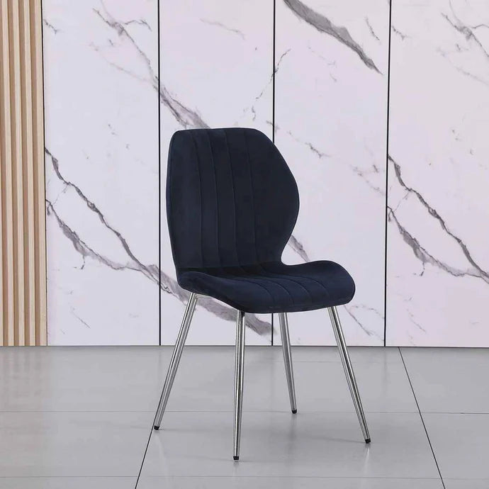 BRENT LIGHT BLUE/ DARK BLUE SILVER/GOLD LEGS DINING CHAIRS