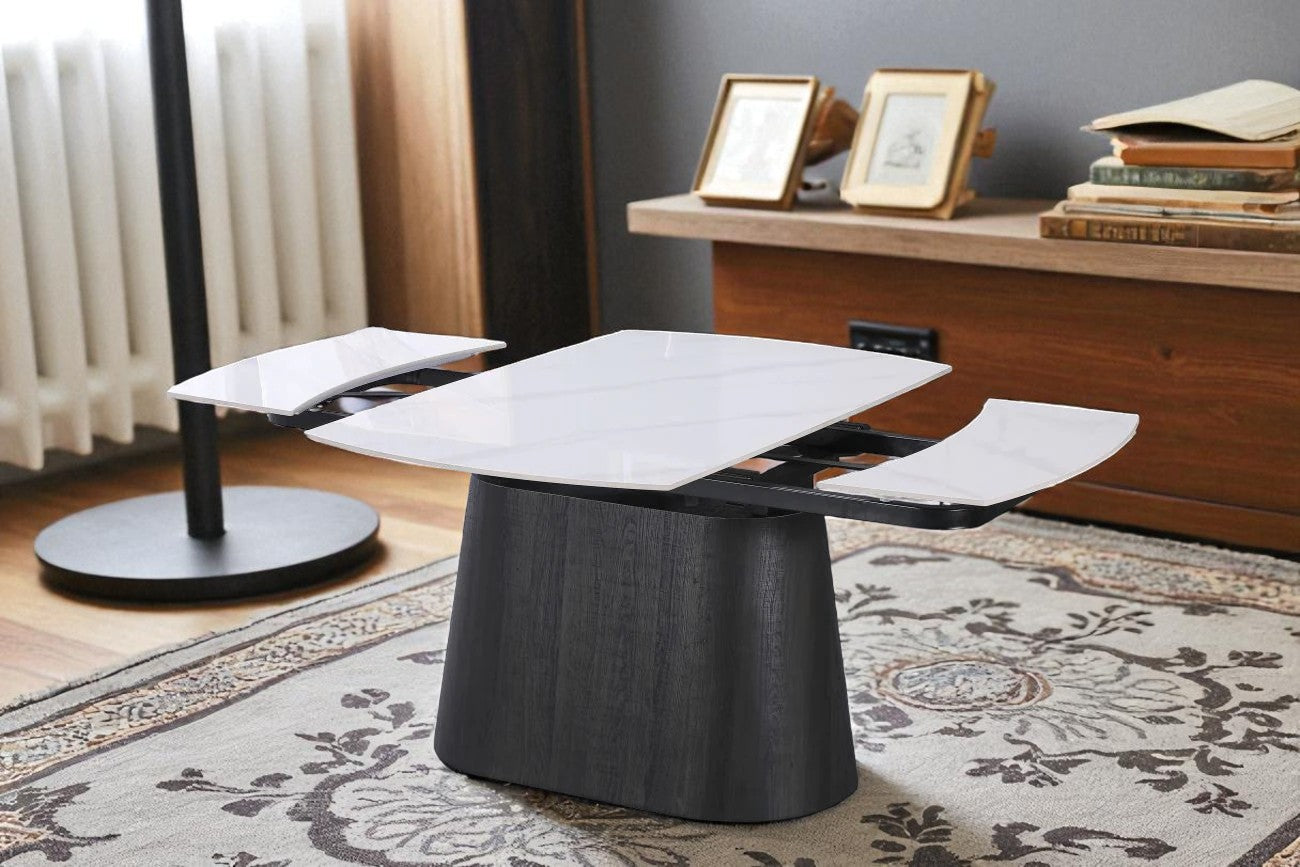 BELLUNO TWIST WHITE WITH 6 VENEZIA  WHITE CHAIRS DINING SET