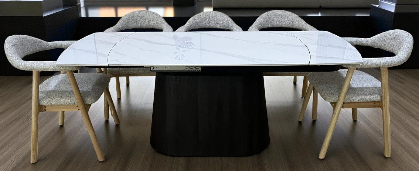 BELLUNO TWIST WHITE WITH TORINO MIXED COLOUR CHAIRS DINING SET