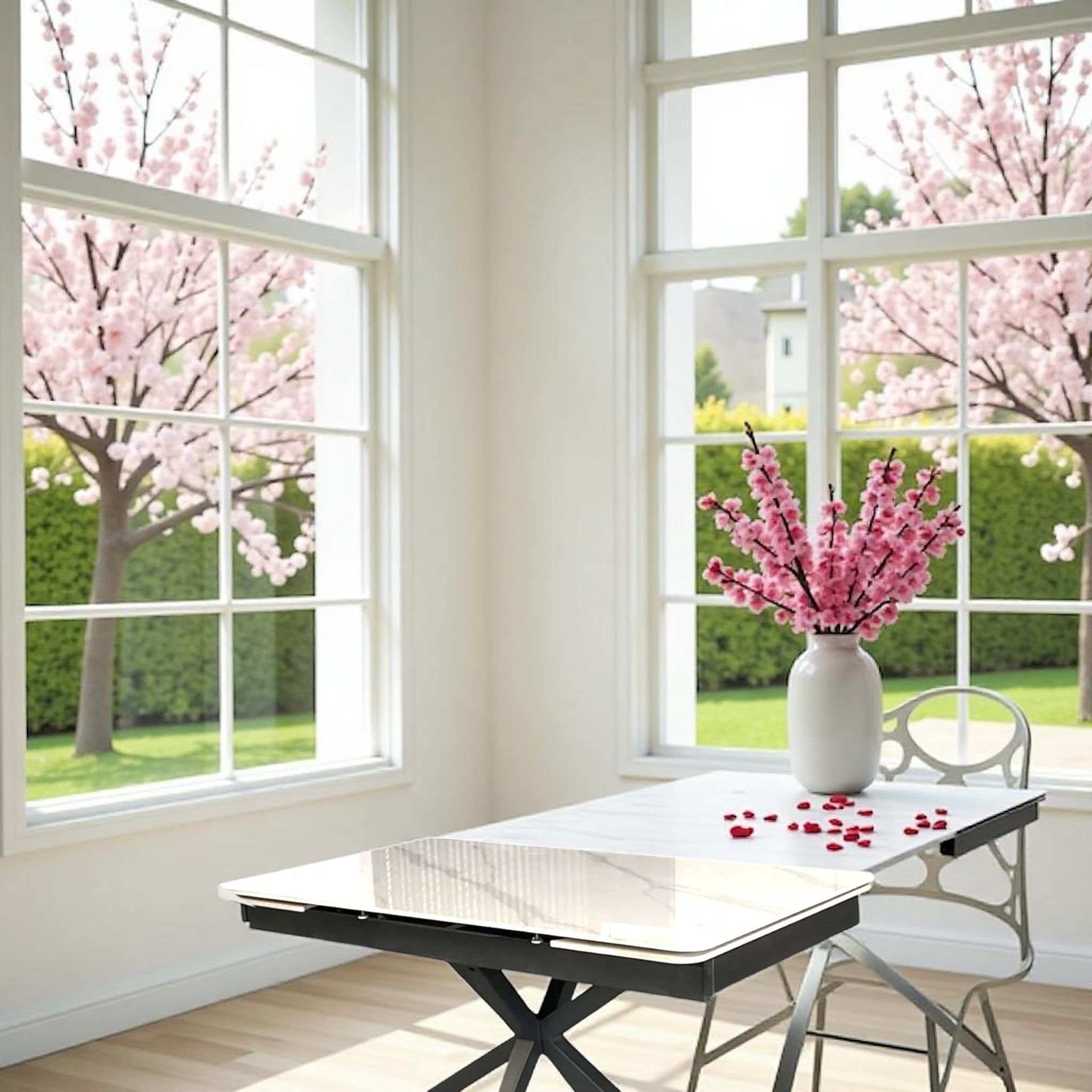 SAVONA BEECH WITH 6 VENEZIA CREAM  CHAIRS DINING SET