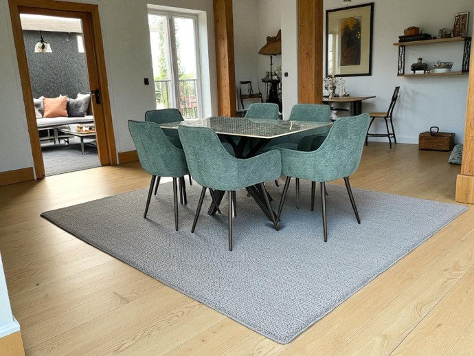 AREZZO GREEN WITH 4 RUSSELL BLUE CHAIRS DINING SET
