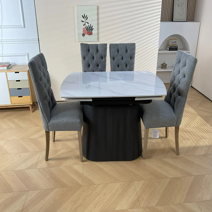 BELLUNO TWIST WOOD DINING TABLE WHITE