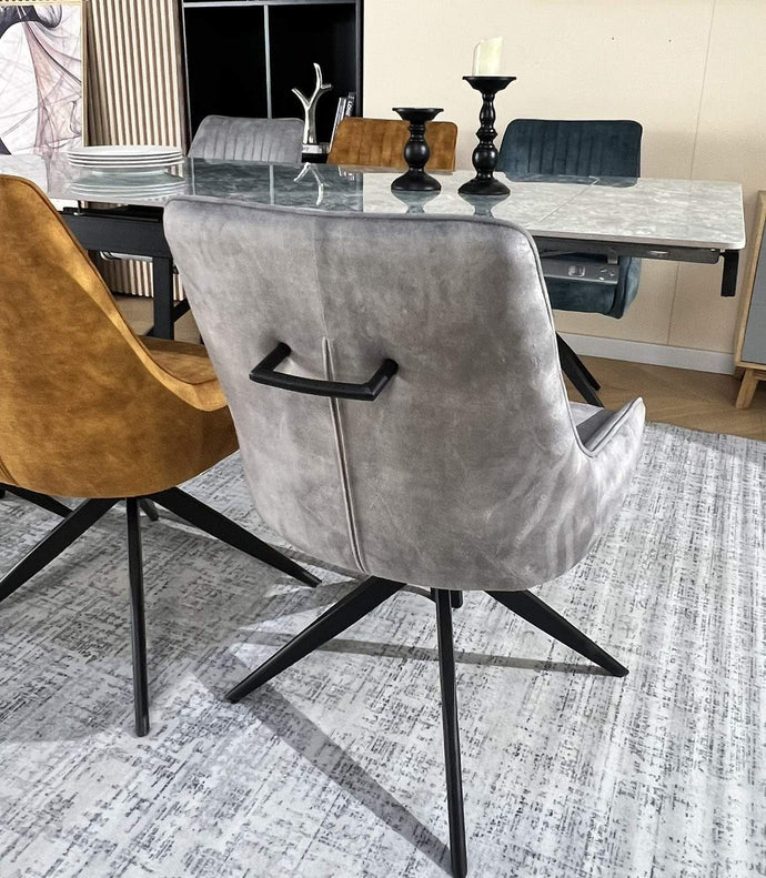 SORRENTO GREEN WITH 6 RUSSELL MIXED COLOURS CHAIRS DINING SET