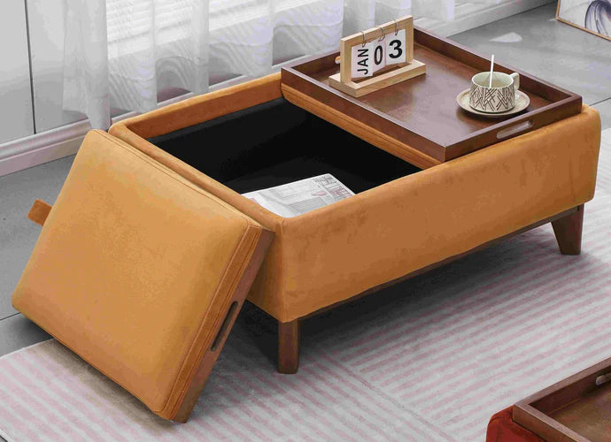 PARMA OTTOMAN COFFEE TABLE SMALL MUSTARD