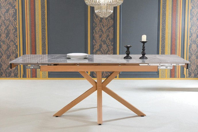 SAVONA BEECH WITH 6 TORINO GREEN CHAIRS DINING SET