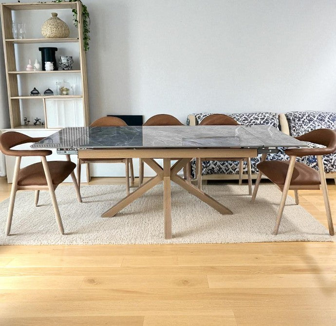 SAVONA BEECH WITH 6 TORINO PU  CHAIRS DINING SET