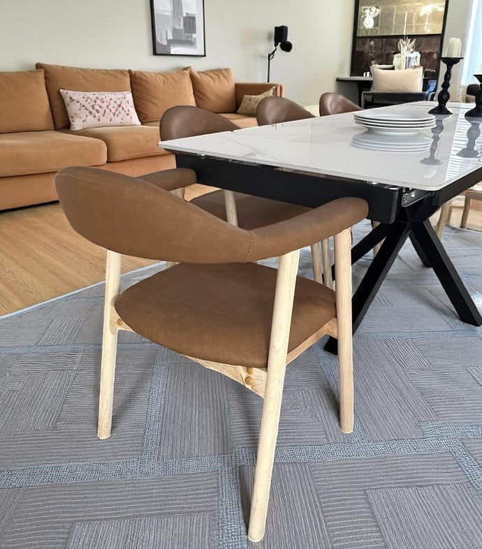 SAVONA BEECH WITH 6 TORINO PU  CHAIRS DINING SET