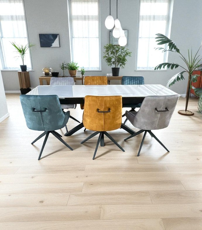 SAVONA BEECH WITH 6 MIX RUSSELL CHAIRS DINING SET