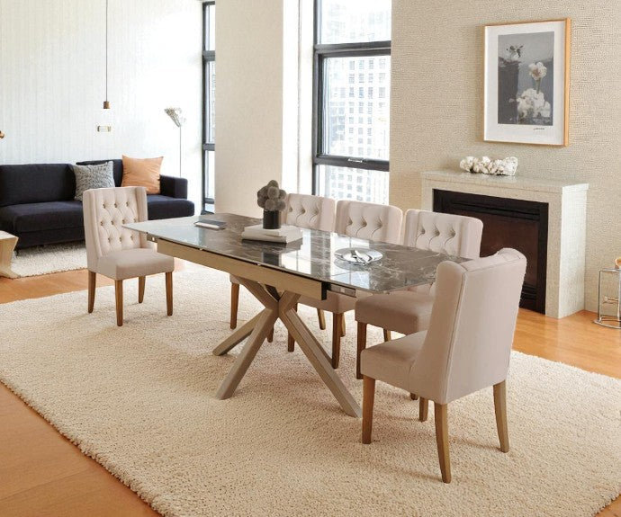 SAVONA BEECH WITH 6  BALBOA MINK DINING CHAIR