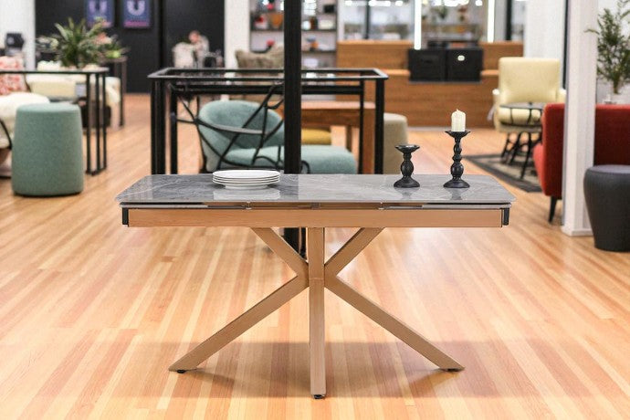 SAVONA BEECH WITH 6  BALBOA MINK CHAIRS DINING SET