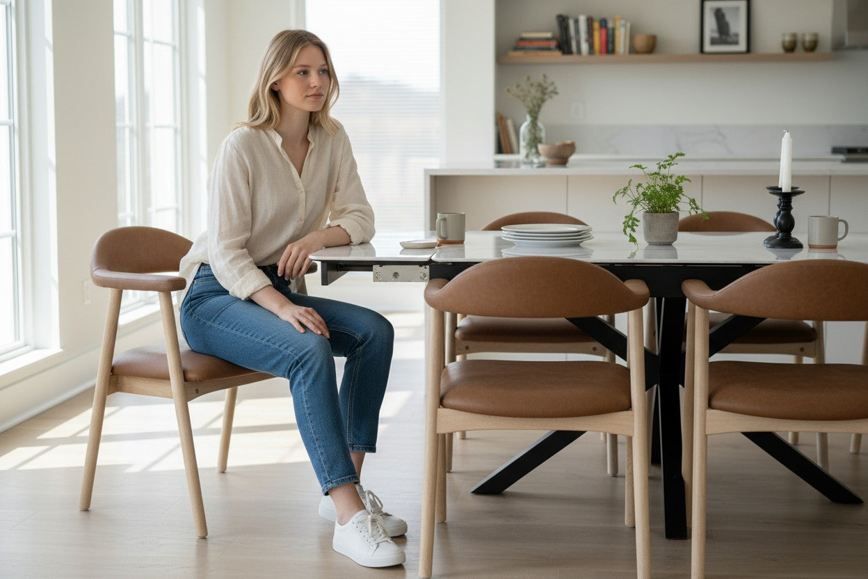 SAVONA BEECH WITH 6 TORINO PU  CHAIRS DINING SET