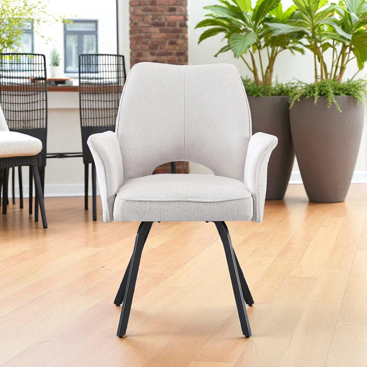 BELLUNO TWIST WHITE WITH 6 VENEZIA  WHITE CHAIRS DINING SET