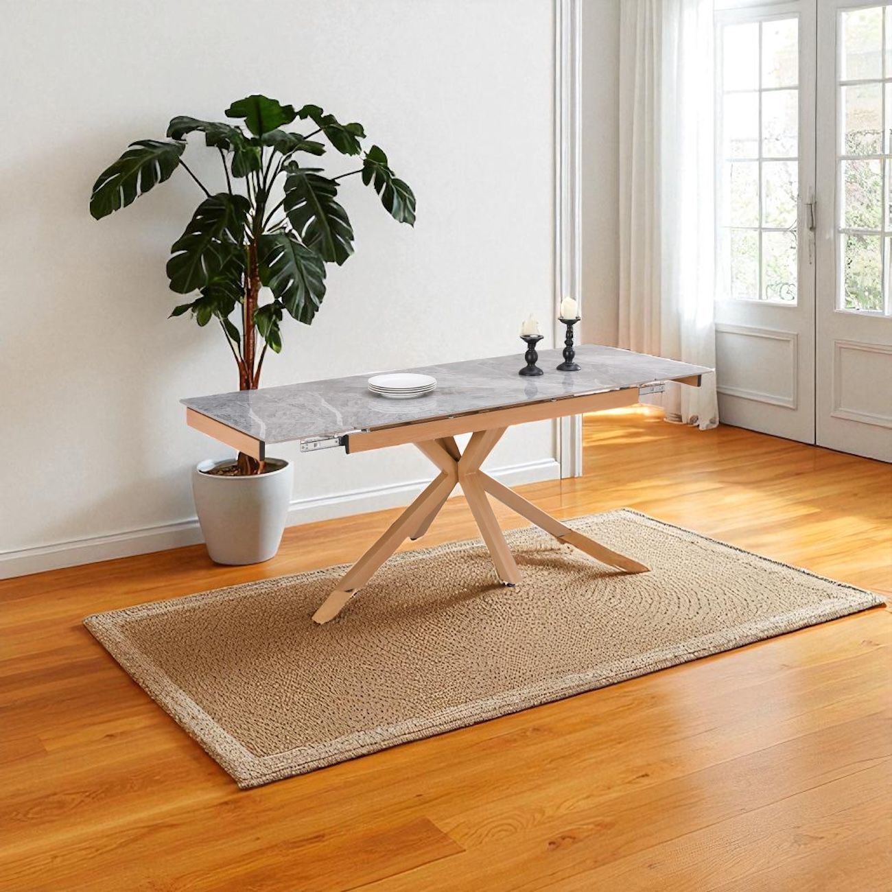 SAVONA BEECH WITH 6 ANDREA LIGHT CHAIRS DINING SET