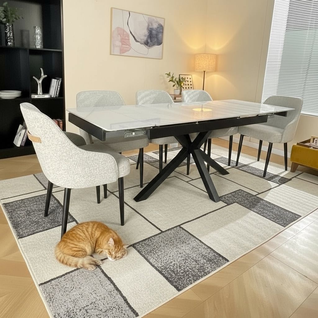 SAVONA BEECH WITH 6 HEVRE 22 HARRISON GREY  CHAIRS DINING SET