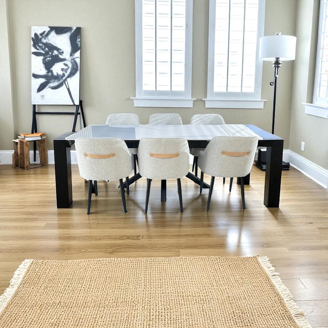 SAVONA BEECH WITH 6 HEVRE 22 HARRISON GREY  CHAIRS DINING SET