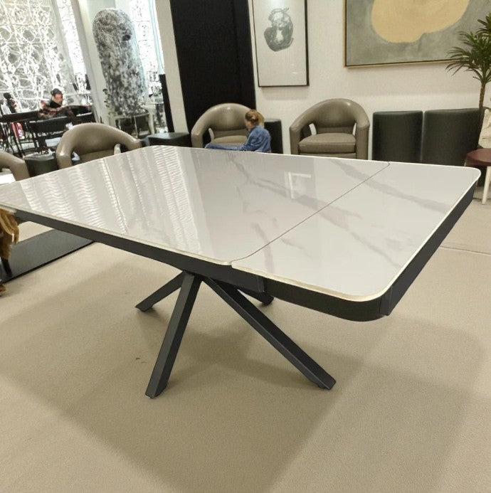 SAVONA BEECH WITH 6 BRUTUS GREEN  CHAIRS DINING SET