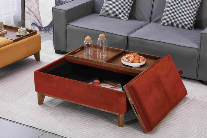PARMA OTTOMAN COFFEE TABLE LARGE BURNT ORANGE
