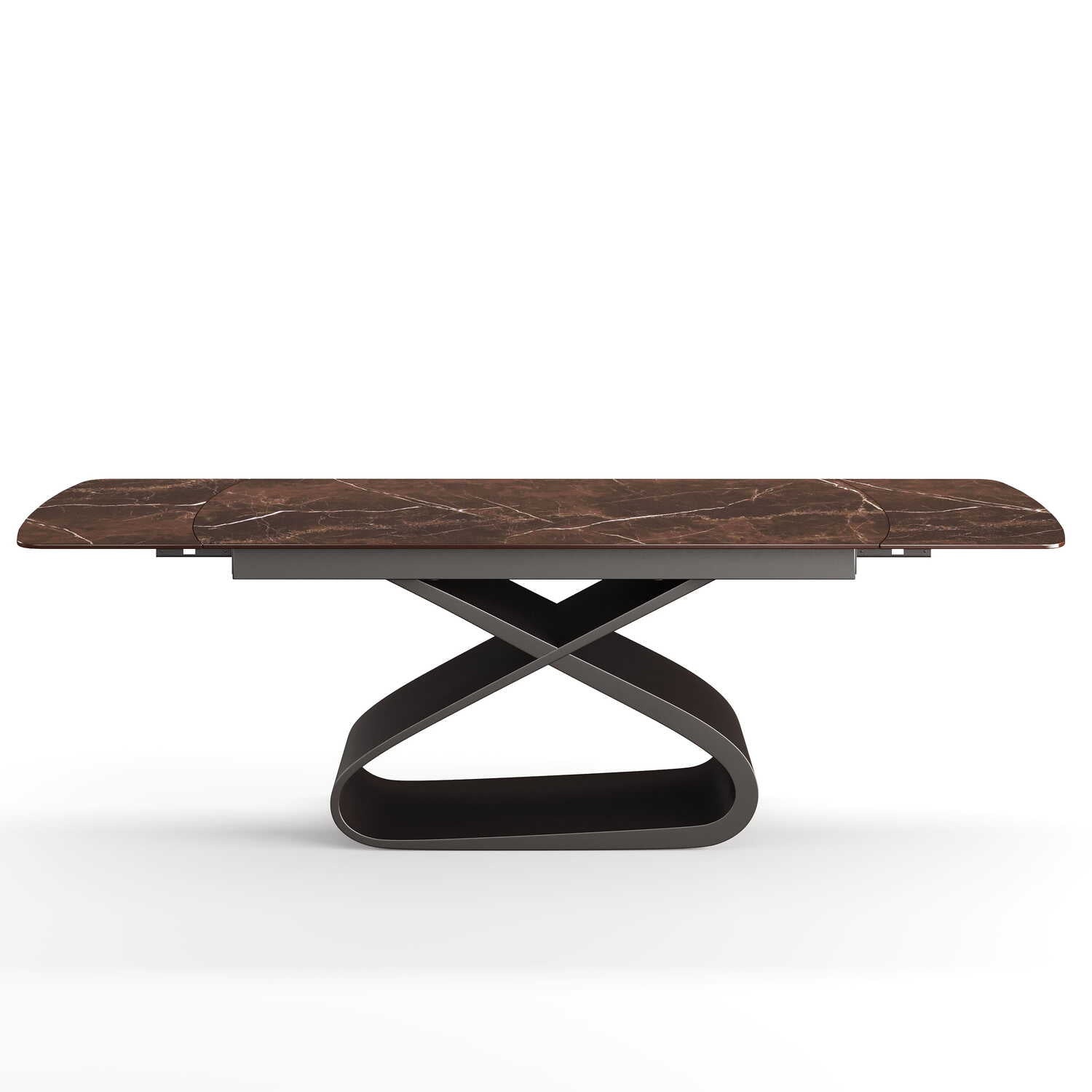 DS-33 .AURELIA SCULPTURAL X BASE(2.4M) TABLE WITH 6 HAMPSTEAD LUXE  BROWN CHAIR