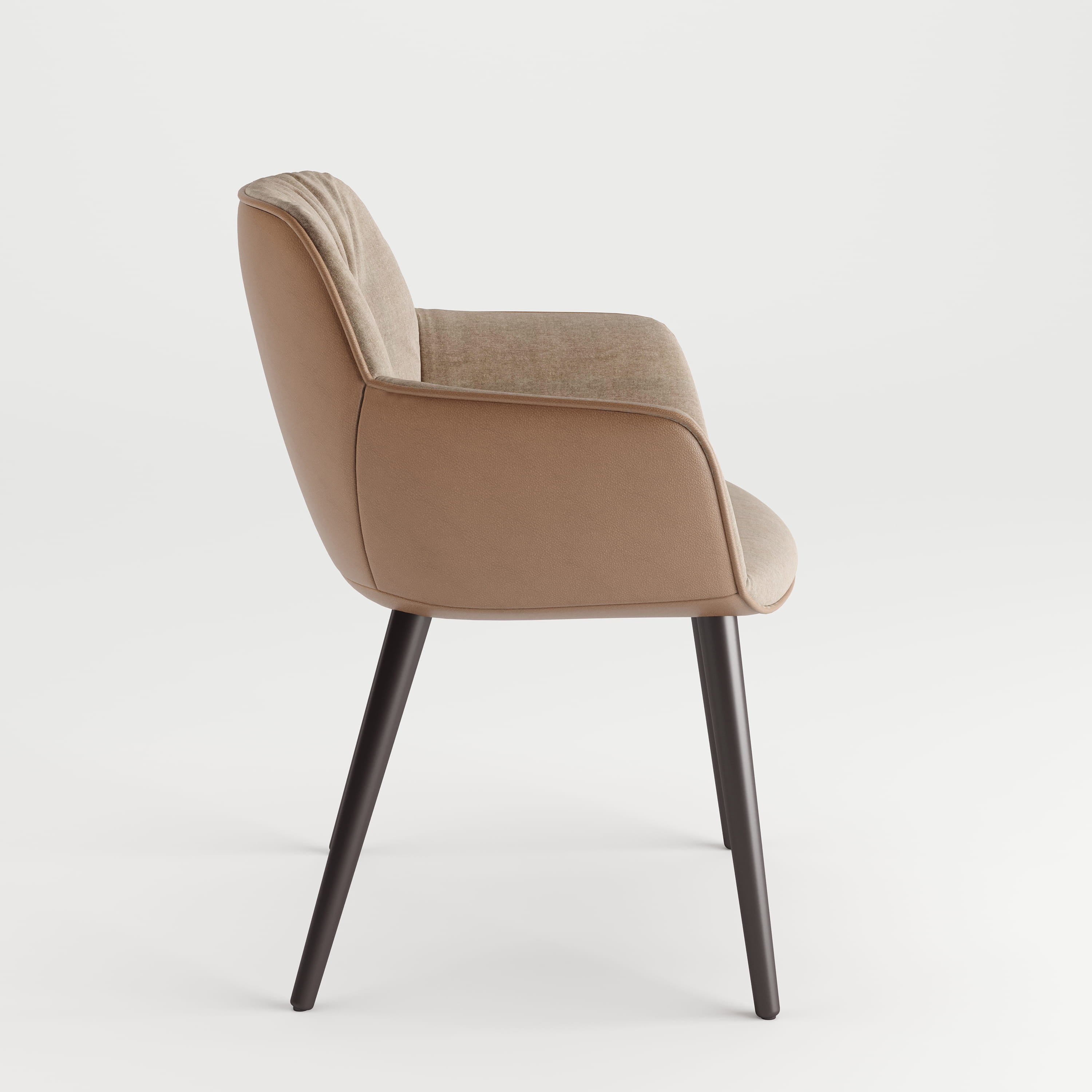 DS-33 .AURELIA SCULPTURAL X BASE(2.4M) TABLE WITH 6 HAMPSTEAD LUXE  BROWN CHAIR