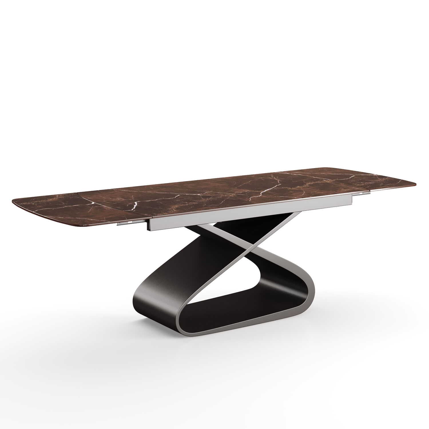 DS-33 .AURELIA SCULPTURAL X BASE(2.4M) TABLE WITH 6 HAMPSTEAD LUXE  BROWN CHAIR