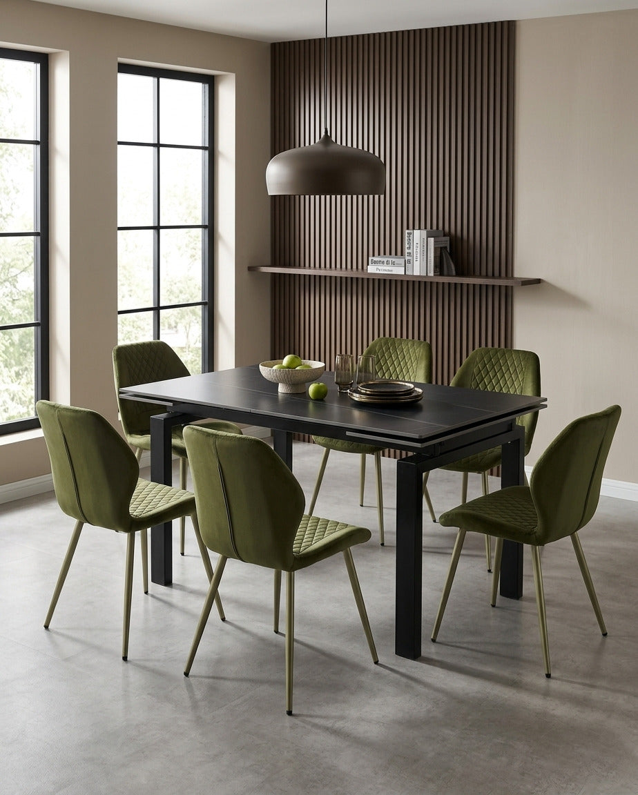 DS-20 .SORRENTO TABLE BLACK WITH 6 BRENT OLIVE