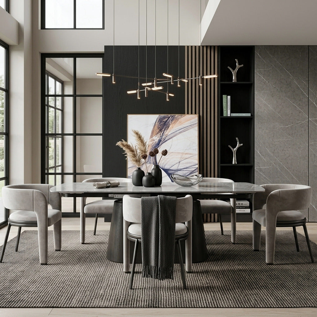 DS-2 .BELLUNO TWIST   GREY TABLE WITH 6 BELLUNO GREY CHAIR