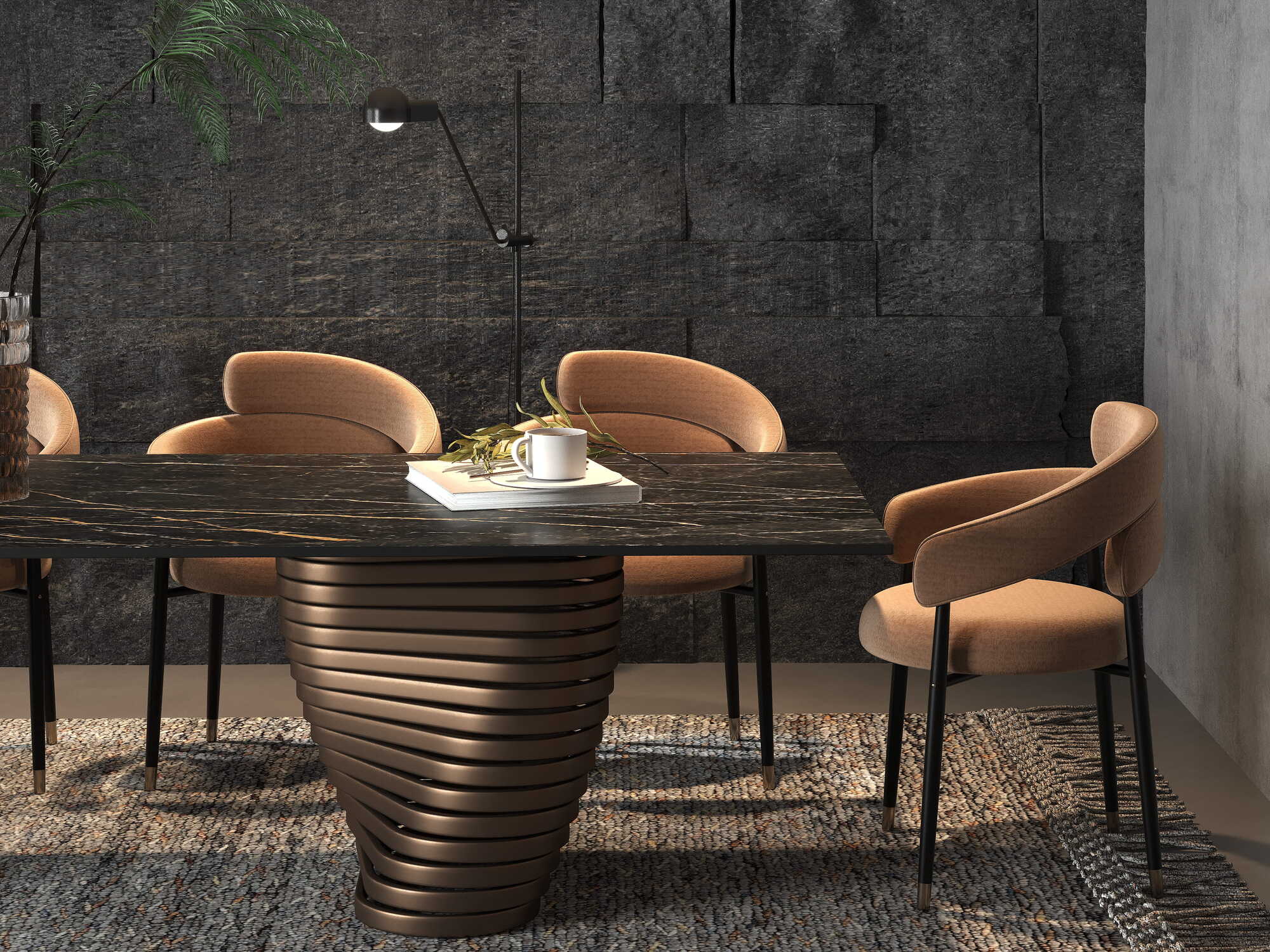 DS-26 .TRE CIME DINING TABLE WITH 8 SEDIA AURELIO