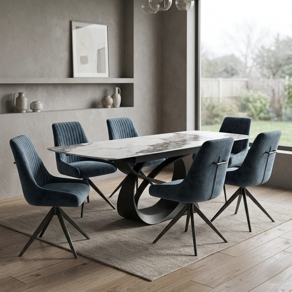 DS-38 .Venezia with 6 Russell Blue Dining set