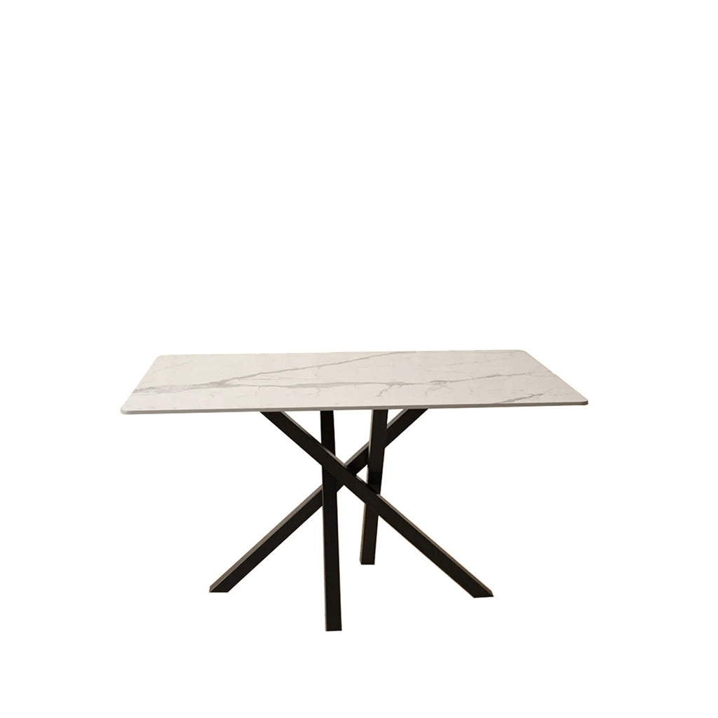 DS-5 .AREZZO WHITE WITH 4 LARKIN WHITE CHAIRS DINING SET