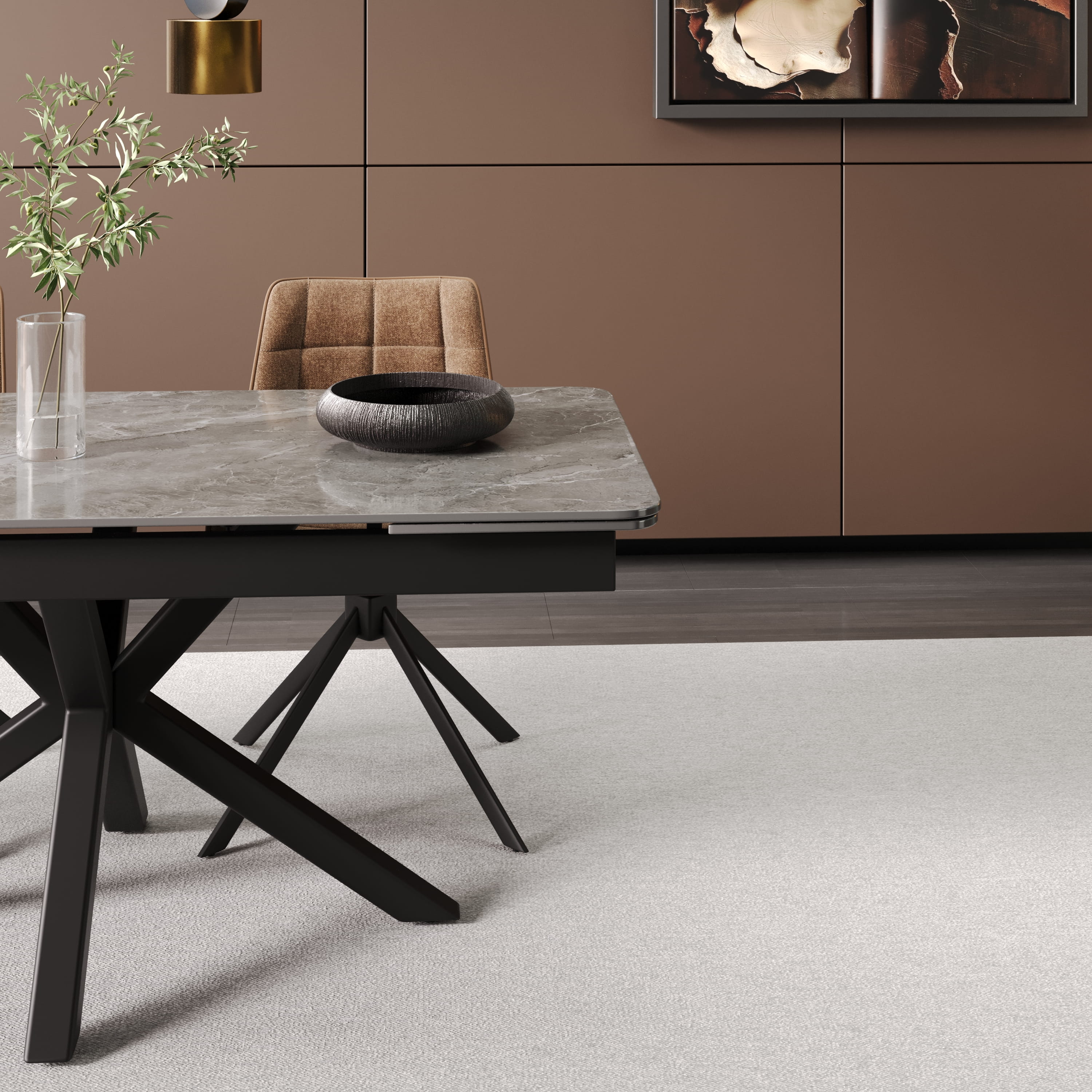 DS-31 .SAVONA TABLE GREY WITH 6 LEICESTER GRID SWIVEL CHAIR