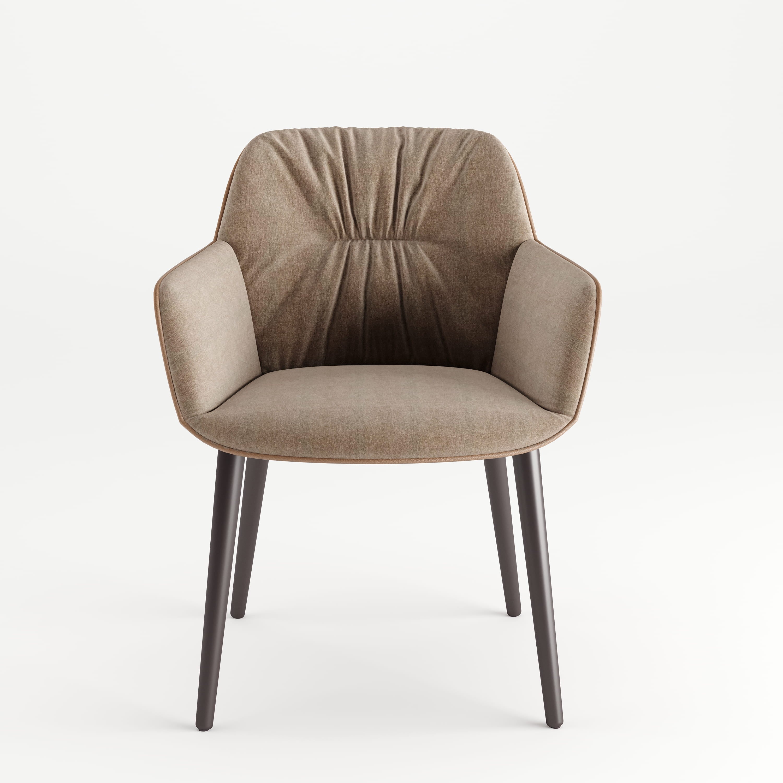 DS-33 .AURELIA SCULPTURAL X BASE(2.4M) TABLE WITH 6 HAMPSTEAD LUXE  BROWN CHAIR