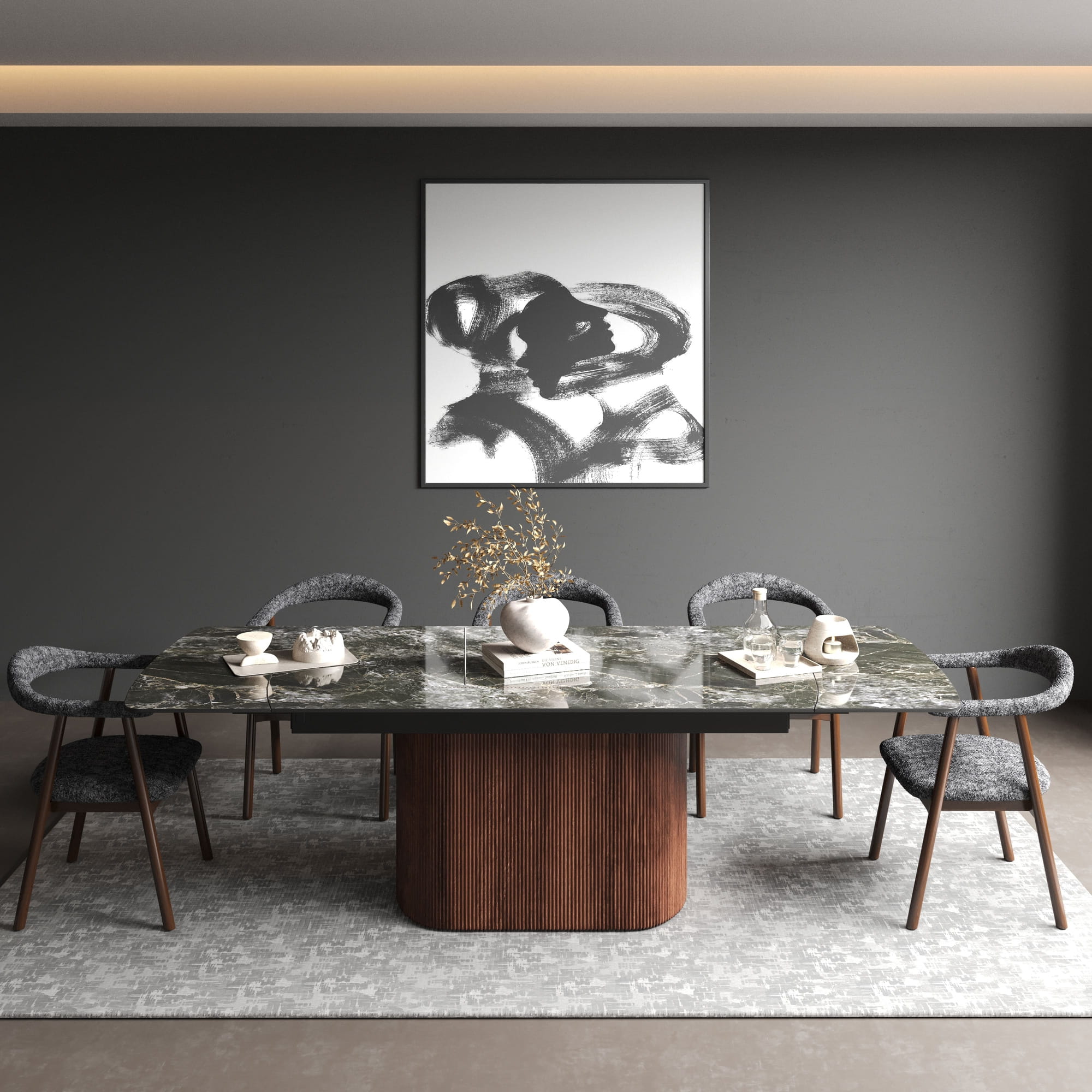 DS-35 .AURELIA WITH WOOD BASE (2.4M) WITH 6 TORINO BLUE GREY CHAIR
