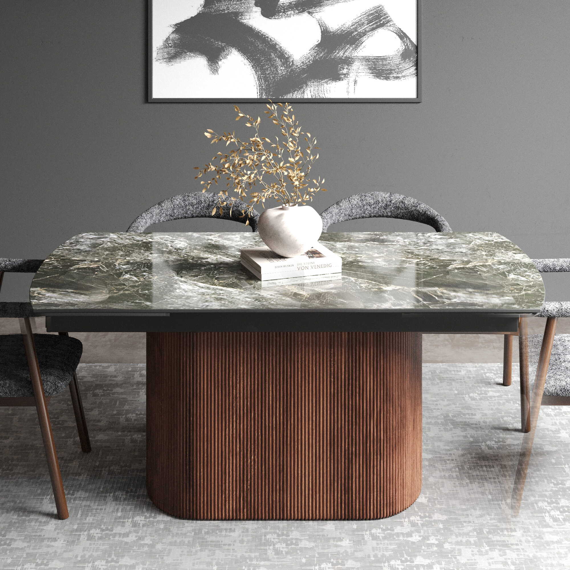 DS-35 .AURELIA WITH WOOD BASE (2.4M) WITH 6 TORINO BLUE GREY CHAIR