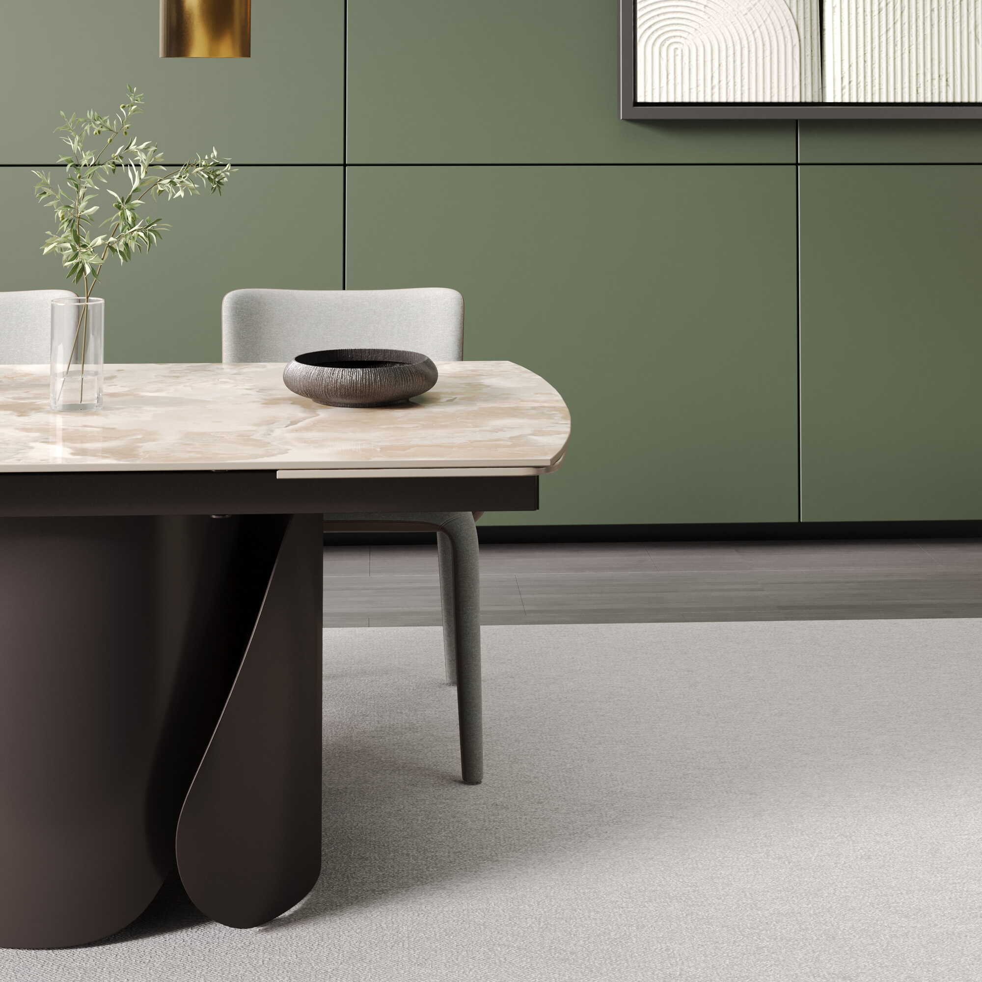 DS-30 .VORTEXA  EXTENDABLE TABLE WITH 6 LUNA BROWN CHAIR