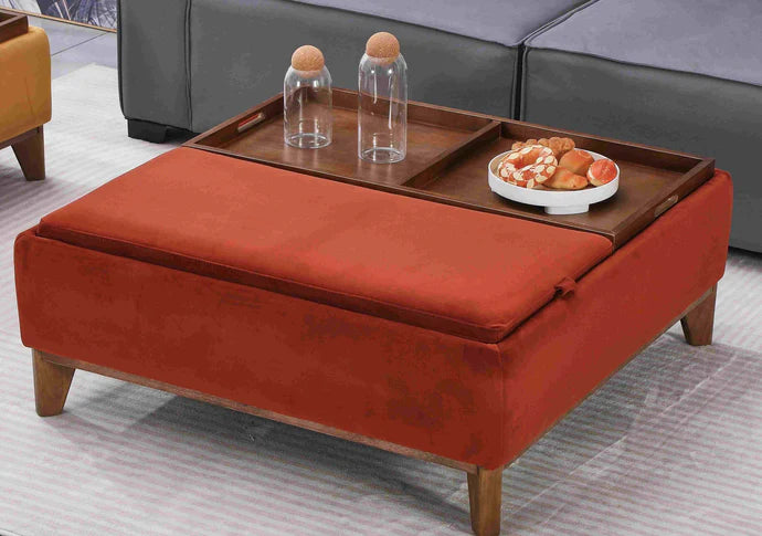 PARMA OTTOMAN COFFEE TABLE LARGE BURNT ORANGE