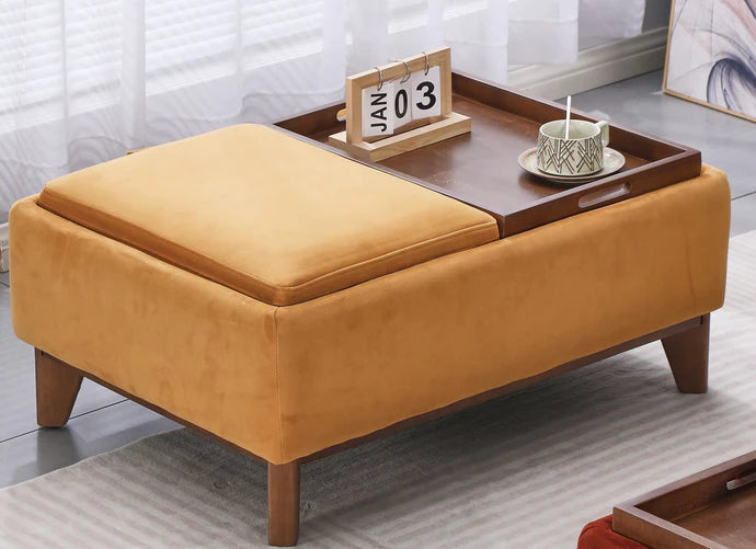 PARMA OTTOMAN COFFEE TABLE SMALL MUSTARD