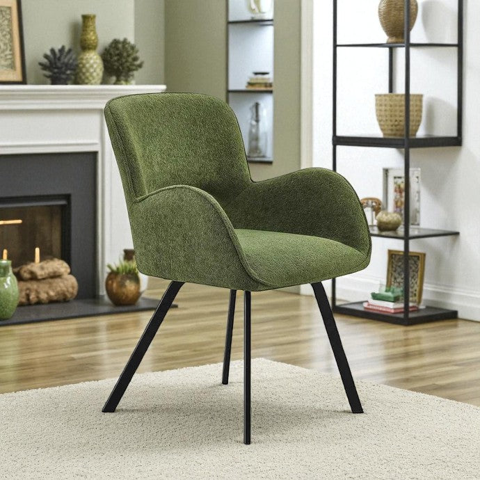 BELLUNO TWIST GREY AND 6 BRUTAS CHAIRS GREEN DINING SET