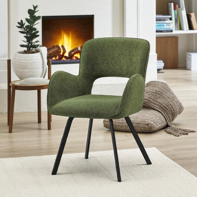 BELLUNO TWIST GREY AND 6 BRUTAS CHAIRS GREEN DINING SET