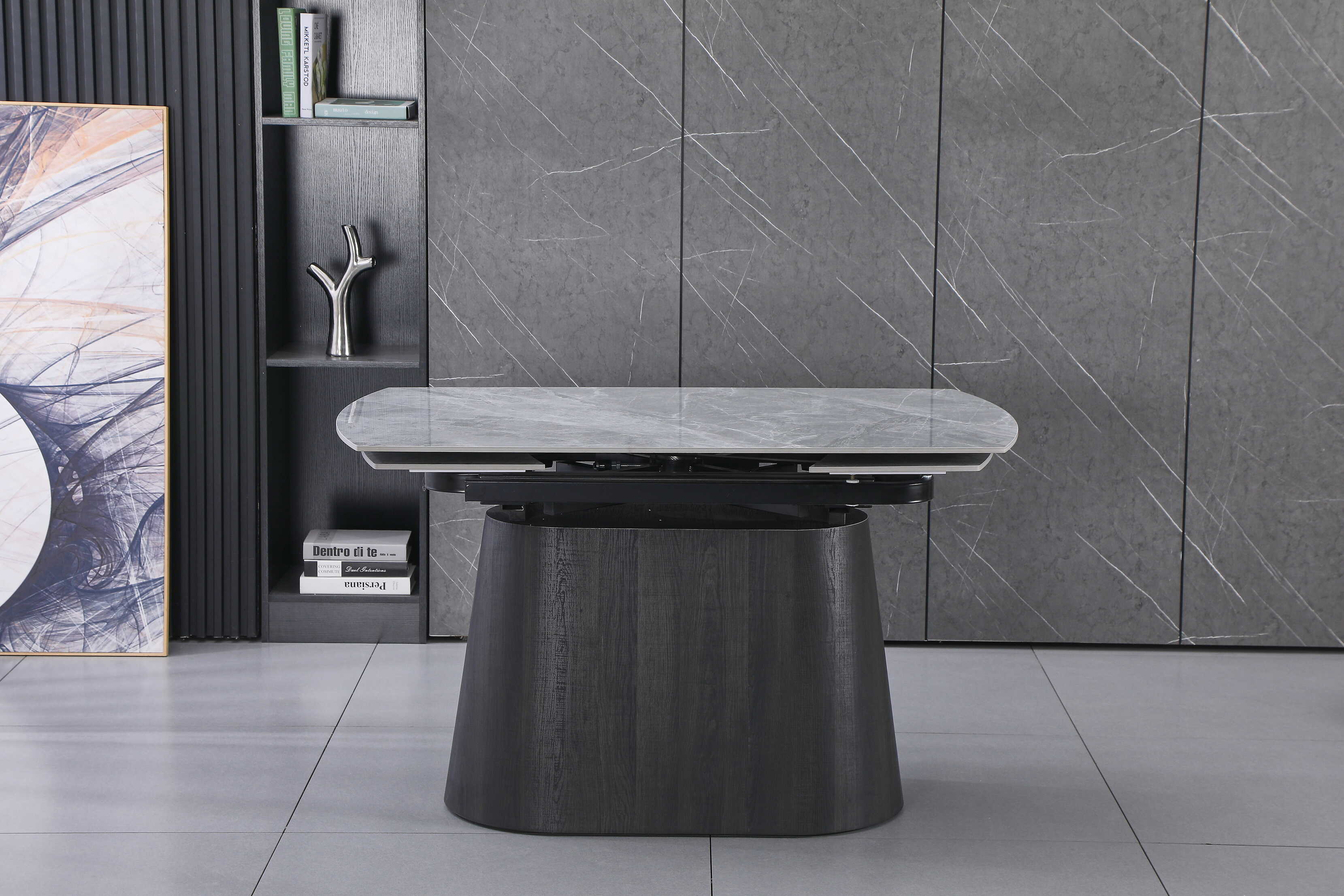 DS-2 .BELLUNO TWIST   GREY TABLE WITH 6 BELLUNO GREY CHAIR