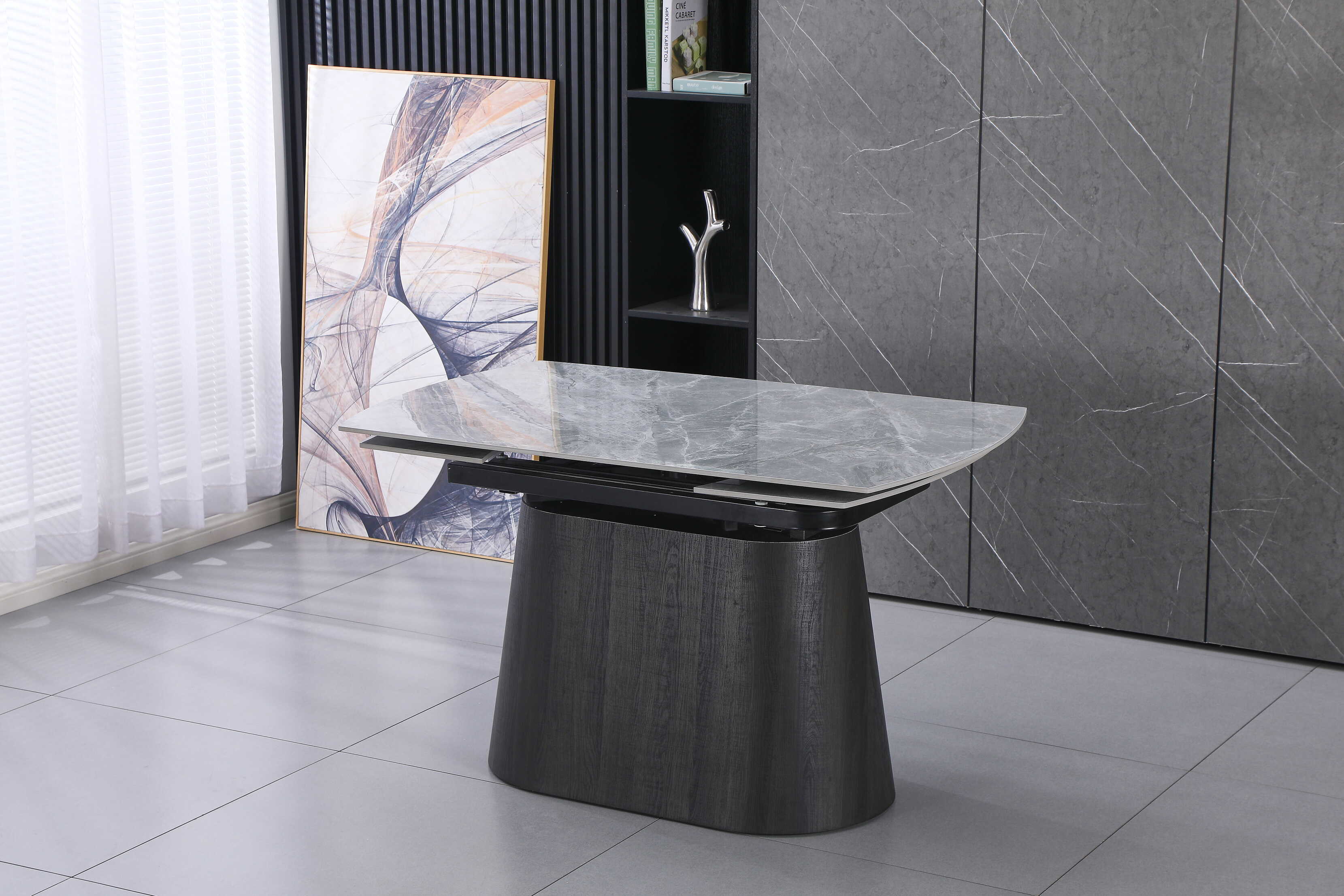 DS-4 .BELLUNO TWIST  TABLE WITH 6 RUSSEL BLUE CHAIR