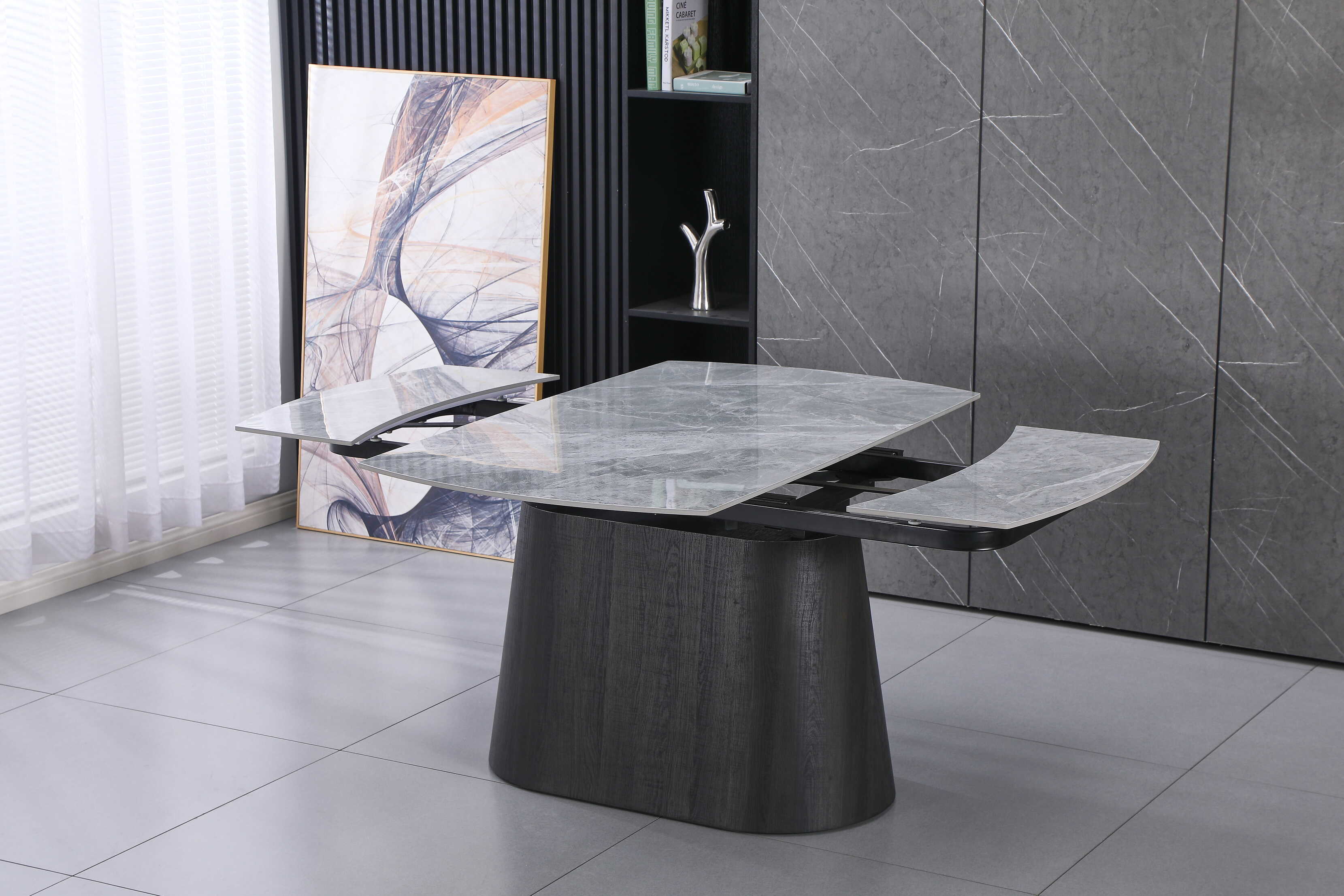 DS-4 .BELLUNO TWIST  TABLE WITH 6 RUSSEL BLUE CHAIR