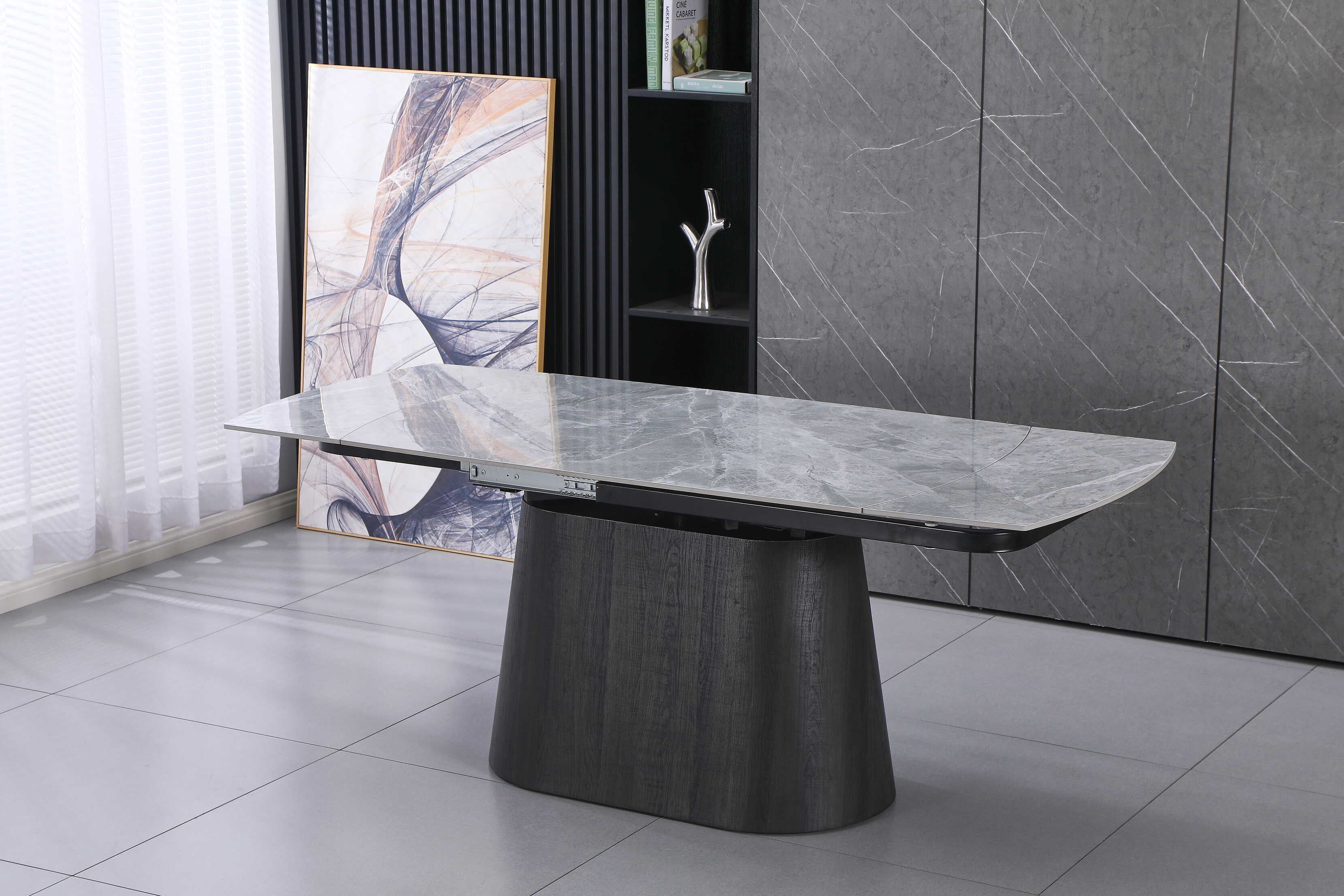 DS-4 .BELLUNO TWIST  TABLE WITH 6 RUSSEL BLUE CHAIR