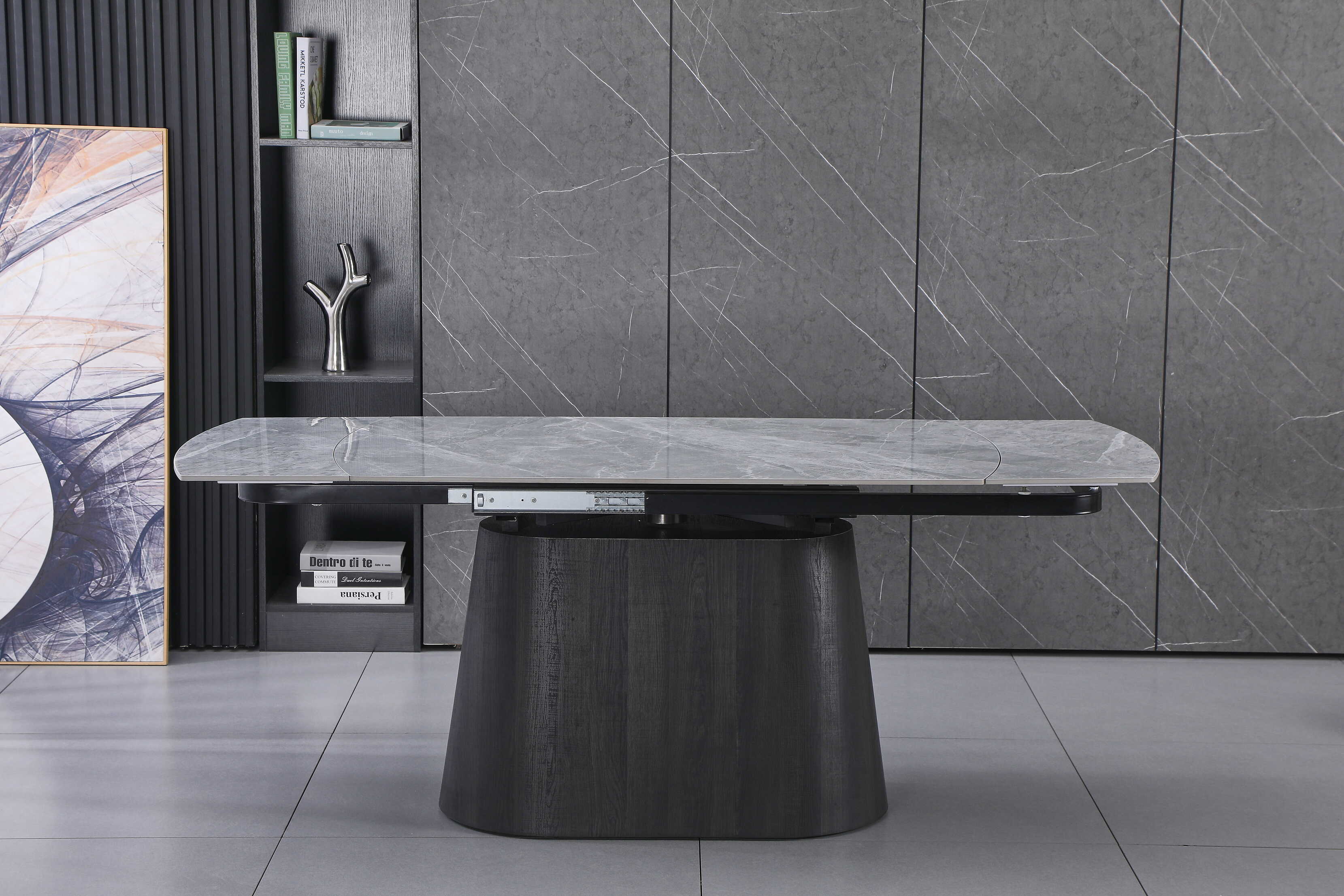 DS-4 .BELLUNO TWIST  TABLE WITH 6 RUSSEL BLUE CHAIR