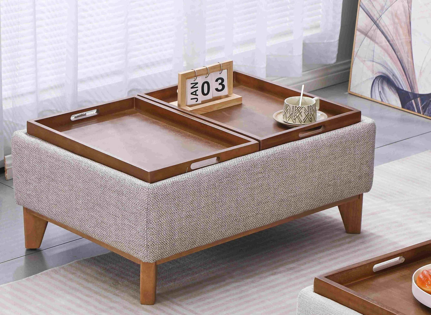 PARMA OTTOMAN COFFEE TABLE LARGE GREY