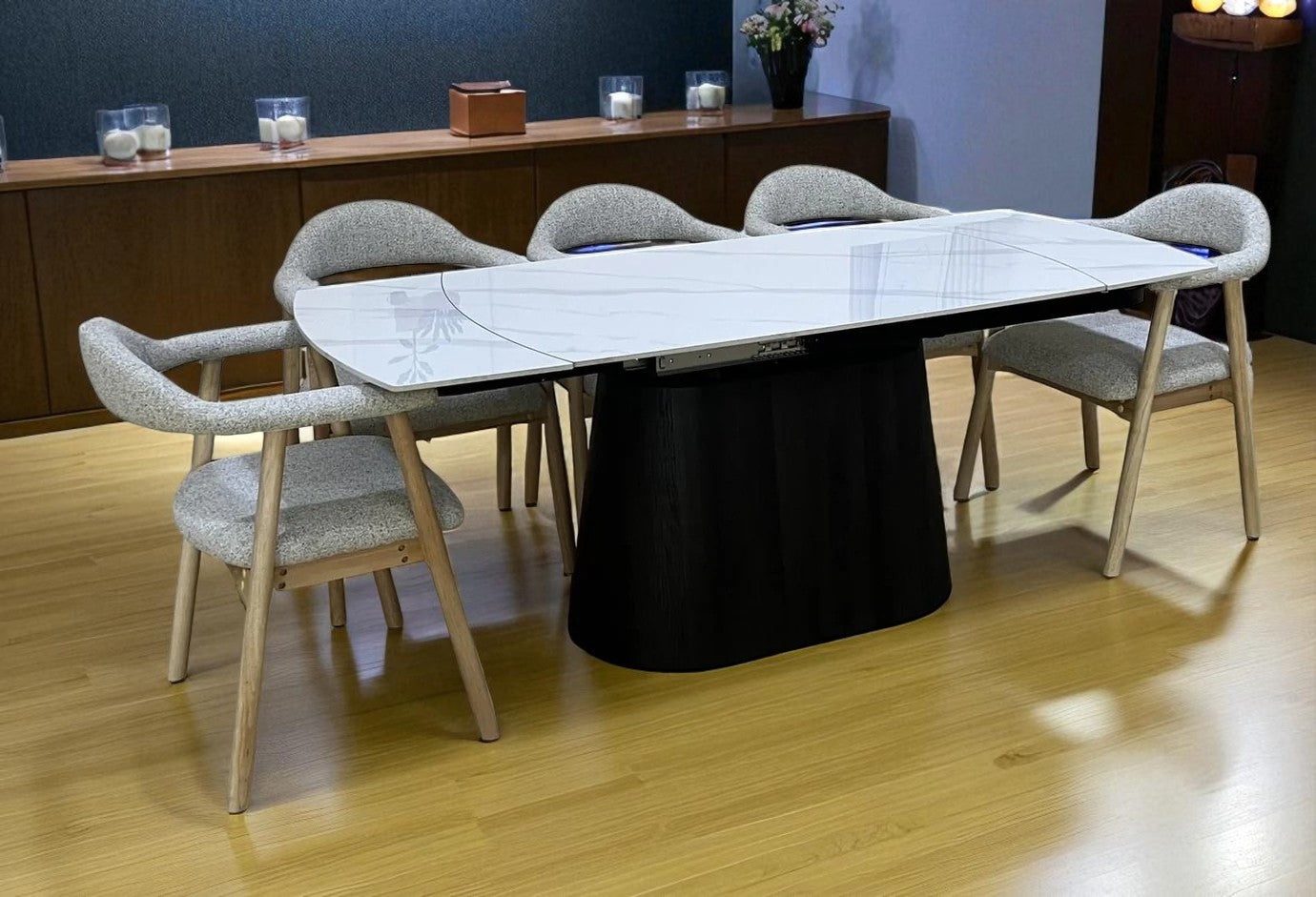 BELLUNO TWIST WHITE WITH TORINO MIXED COLOUR CHAIRS DINING SET