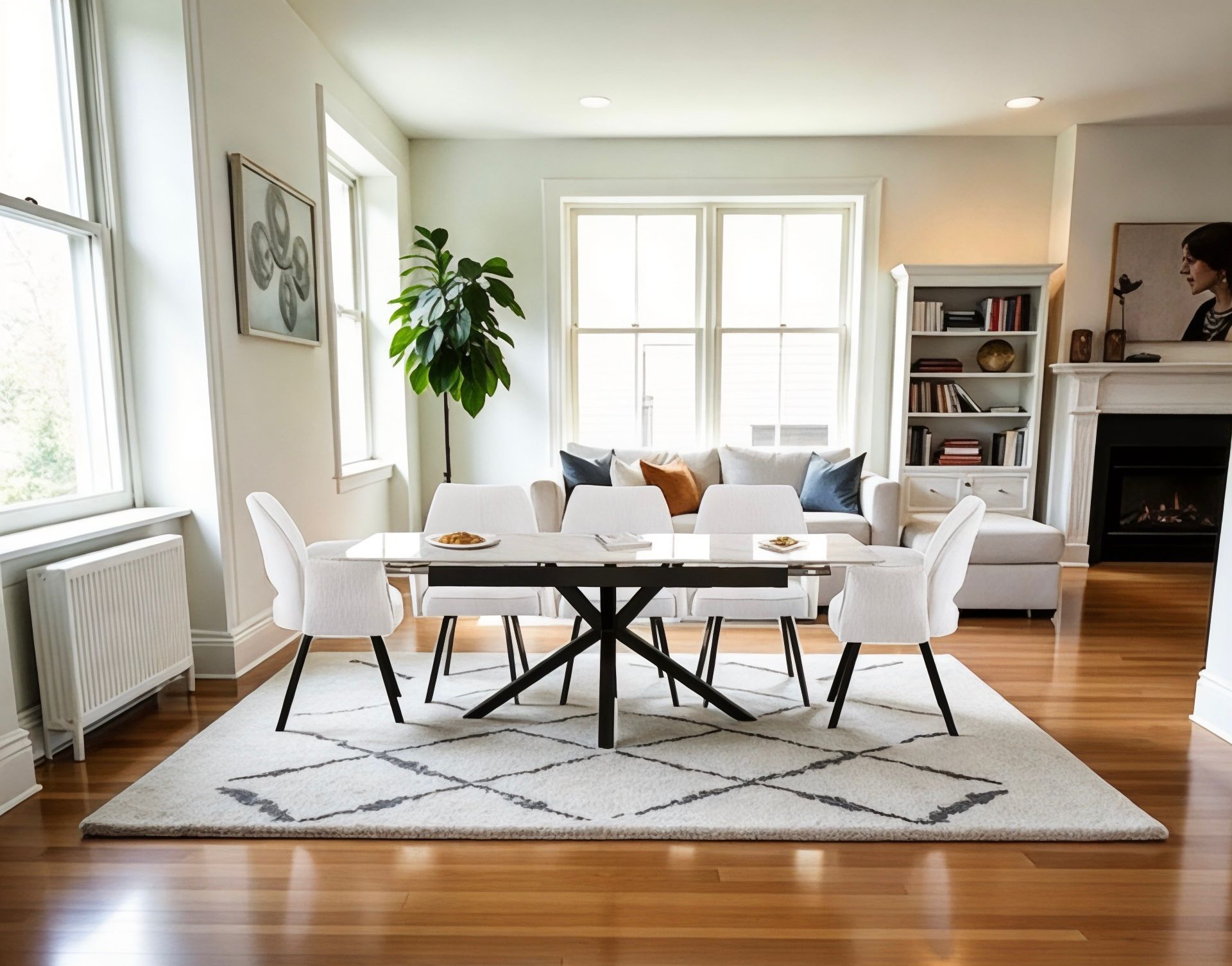 SAVONA BEECH WITH 6 VENEZIA CREAM  CHAIRS DINING SET