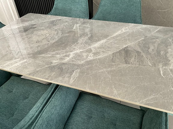 AREZZO GREY WITH 4 RUSSELL BLUE CHAIRS DINING SET