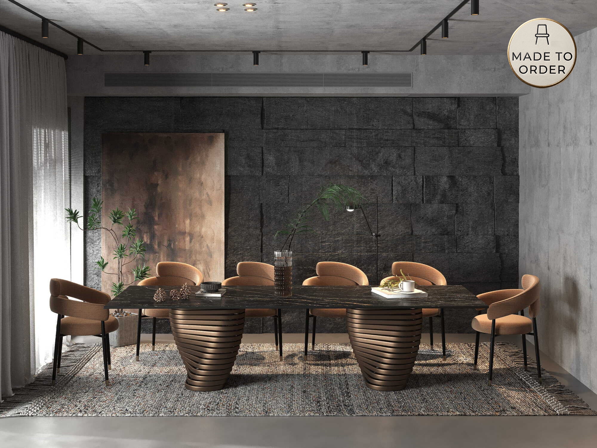 DS-26 .TRE CIME DINING TABLE WITH 8 SEDIA AURELIO